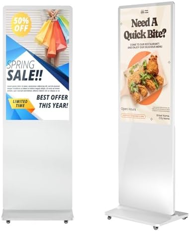 MWE 37 Inch Digital Signage Displays, LCD Screen Advertising Kiosk with Custom Service, Indoor Floor Standing Commercial Totem, Android System Vertical Poster with Auto Media Player-White by QIXZOCV