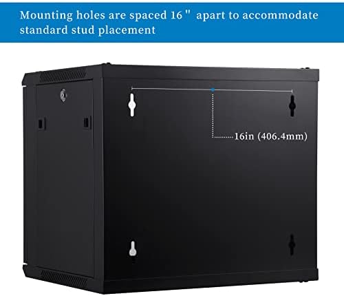 RackPath 9U Wall Mount Server Cabinet Network Rack Enclosure, Quiet Cooling Fan, Perforated Door, Black - Image 4