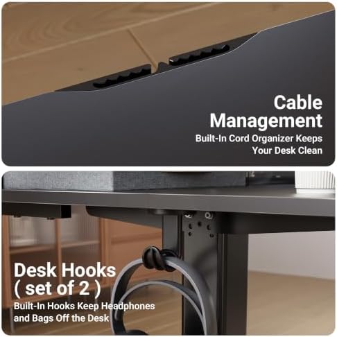 Seang 48''*24'' Electric Standing Desk with Storage, Black - Image 5