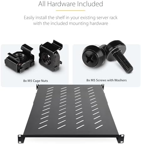 StarTech 1U 4-Post Vented Rack Shelf, 28-34.4in, 150lb (ADJSHELFV-Rack) - Image 6