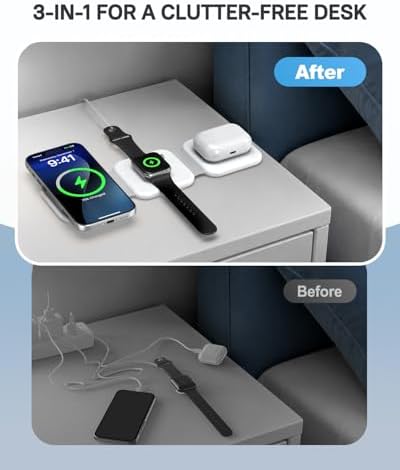 3 in 1 Foldable Travel Wireless Charger for Apple Multi Device - Image 3