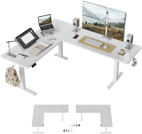 Cubiker 75 * 63" L Shaped Standing Desk, Reversible Corner Standing Desk, Suitable for Home Office, White by CubikerHomeOfficeFurniture