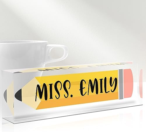 Gowelly Office Teacher Acrylic Name Plate for Desk |Desk Name Plate Personalized| Custom Coworker Appreciation Gifts in Bulk |Office Teacher Gifts for Women Men by Gowelly