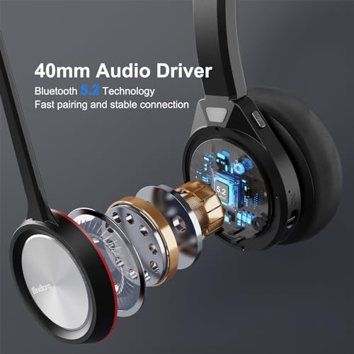 Bluetooth Headset with Microphone & Mute Button, 30 Hrs Working Time, Mono Noise Cancelling for PC Laptop Teams Zooms Work Business Meeting - Image 4