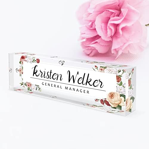 Desk Name Plate Personalized, Custom Name Plates for Desks, Personalized Acrylic Name Plate for Desk, Office Gifts for Coworkers, Boss, Employee, Teacher, Nurse, Doctor (Wild Rose) - Image 4