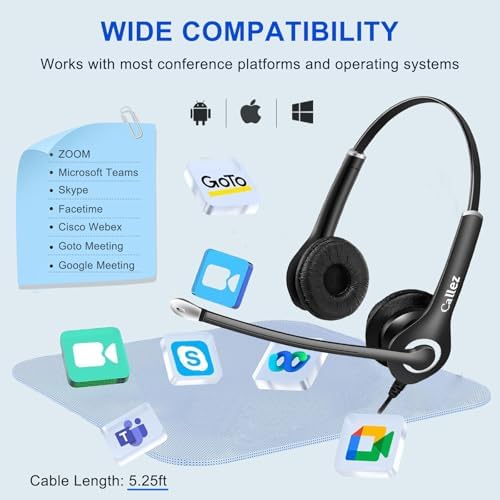 Callez Computer Headset, 3.5mm Cell Phone Headset with Mic Noise Cancelling - Image 4