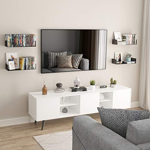 Wallniture Bali Floating Wall Mount Metal U Shape Shelf Book CD DVD Storage Display Bookcase Black Set of 2 - Image 4
