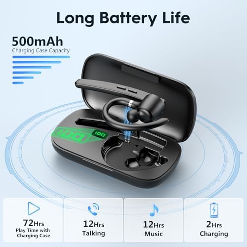 New Bee Bluetooth Headset, 72H Talktime Wireless Bluetooth Earpiece for Cellphone with 500mah Charging Case V5.1 Dual Mic Noise Cancelling Hands-Free Earphones for Office Driver - Image 2