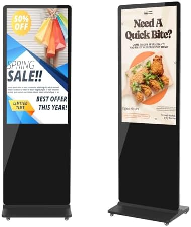 MWE 43 Inch Digital Signage Displays, 4K LCD Screen Indoor Floor Standing Advertising Kiosk, Android System Commercial Totem with Custom Service, Vertical Poster with Auto Media Player-Black by QIXZOCV