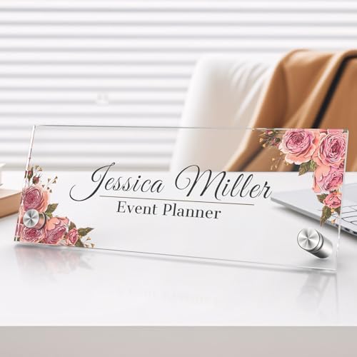Personalized Acrylic Office Desk Name Plate with Standoff by nyareka