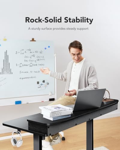 HUANUO 47.2" X 23.6" Electric Standing Desk with 2 Drawers, C-Clamp Mount Compatible, Height Adjustable Computer Desk, Home Office Stand Up Desk with 4 Preset Heights & 2 Hooks, Black - Image 6