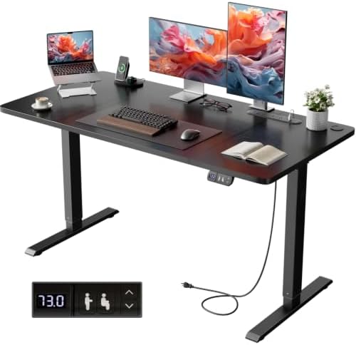 HLDIRECT 47" Electric Standing Desk with Power Outlets, Black by HLDIRECT