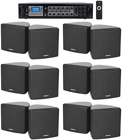Rockville RCS180-6 6-Zone 70V Restaurant Amp Bundle with 12 Cube Speakers by Rockville