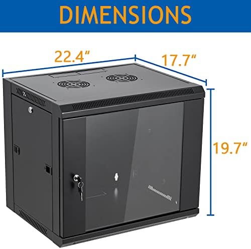 9U Wall Mount Server Cabinet Network Rack Enclosure Locking Glass Door - Image 2