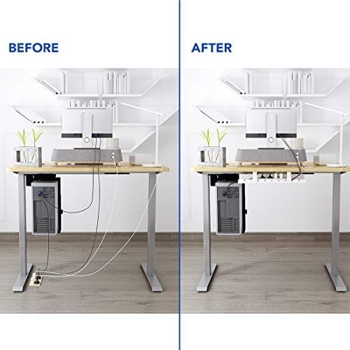 FLEXISPOT Under Desk Cable Management Tray, Metal Raceway Wires Cable Tidy Organizer Office and Home Cable Tray Use for Standing Desk (White) - Image 6