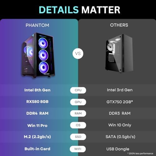 NOVATECH Phantom - Prebuilt Gaming PC Desktop Computer - RX580 8GB - Core i7 Xeon 3.5GHz - 16GB RAM - 512GB M.2 SSD WiFi/BT, Win 11 Pro - Gaming Computer Tower - Pre Built PC Gaming - 1 Year Warranty - Image 4