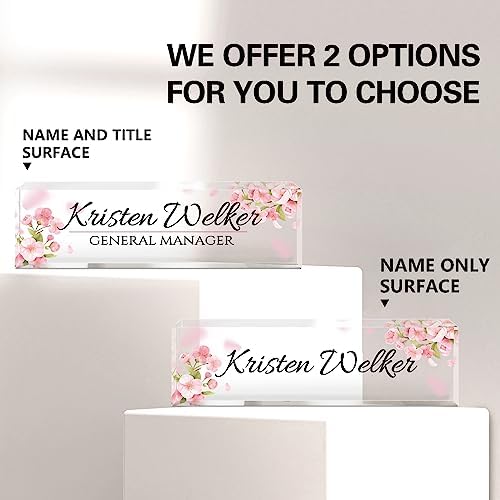Personalized Office Name Plate for Desk - Custom Employee Appreciation Gifts - Acrylic Desk Name Plate Personalized - Staff Appreciation Gift for Teacher, Coworker, Nurse, Manager (Pink Flower) - Image 6
