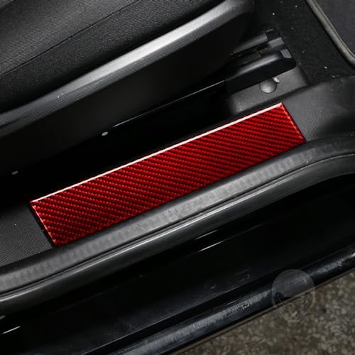 Real Soft Red Carbon Fiber Car Door Sill Plate Door Pedal Anti-Slip Strip Trim Sticker Auto Interior Decoration Accessories Compatible with Benz Smart 2016 2017 2018 2019 2020 2021(Near Seat) - Image 3