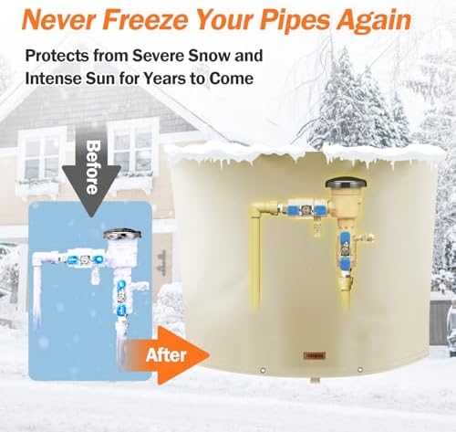 TOHONFOO Backflow Preventer Cover, Pipe Freeze Insulation, 22"Wx20"H, Beige - Image 3