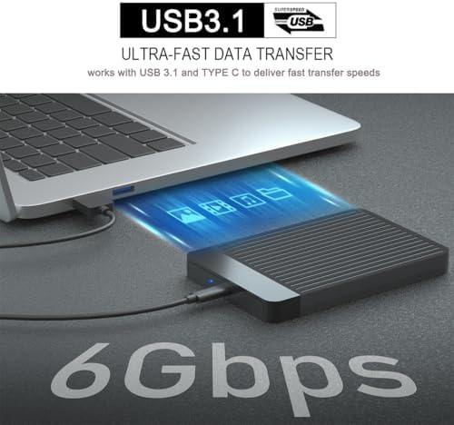 320GB Ultra Slim Portable External Hard Drive 2.5'' HDD USB 3.1 Type-C Storage for PC, Mac, Laptop - Image 2