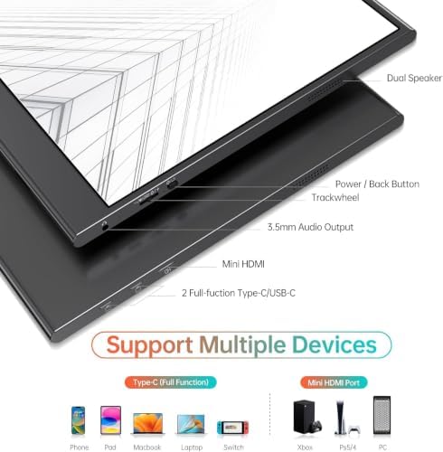 WGK 15.6 inch Portable Monitor 4K UHD 100%sRGB Travel Display HDMI/USB-C Compatible with Laptops, Desktops, Phones, PS, Mac, Xbox, Switch, and Other Gaming Devices Kickstand & Speakers VESA Mountable - Image 5