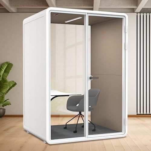 Office Sound Booth with Audio Privacy - Portable Soundproof Pod with Wheels,Soundproof Pod with Light,Ventilation,Socket for Working,Reading,Communicating by X-Comfot