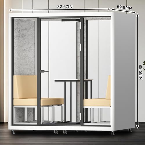 Outdoor Office Pod Booth with Audio Privacy - Smart Sound Booth with White Modern Style,Soundproof Room with Light,Ventilation,Socket for Small Studio,Live Streaming Room(82.67IN) - Image 2