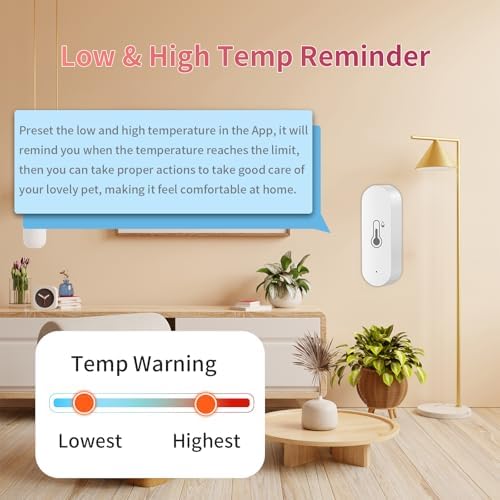 WiFi Temperature Humidity Sensor Smart Hygrometer Thermometer Sensor with APP Remote Monitor and Alert High Precision Indoor Thermometer No Hub Required, Compatible with Alexa Google Assistant - Image 2