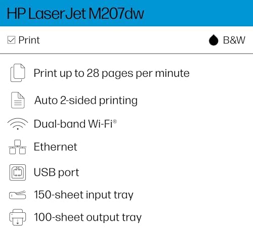 HP LaserJet M207dw Laser Wireless Printer, Black and White, Duplex, Best-for-Office - Image 3