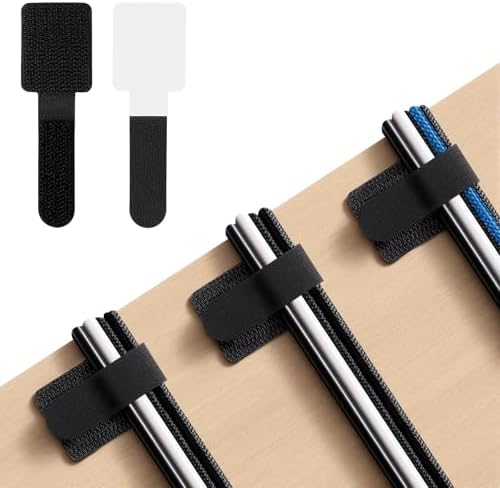 200pcs Hook and Loop Cable Straps,Under Desk Cable Management,Adjustable Cord Organizer for Desk Home Office Organization (Black) by Unknown