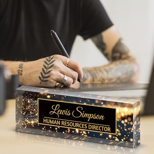 Custom Name Plate for Desk, Office Desk Double sided pattern Name Plate Personalized Office Desk Decor for Women and Men, Teacher Nurse Boss Employee Appreciation Gifts (starry sky, customization) - Image 5