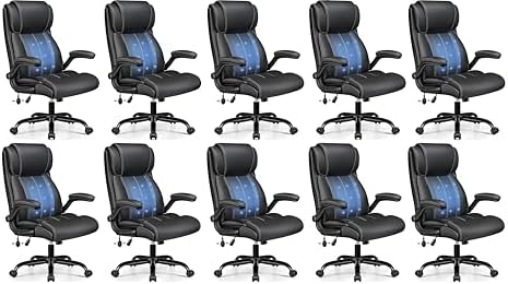 BESTFAIR Leather Executive Office Chair, Adjustable Lumbar Support, Black by BESTFAIR