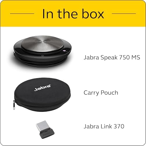 Jabra Speak 750 MS Wireless Bluetooth Speakerphone with Link 370 USB Adapter – Portable Conference Speaker for Holding Meetings Anywhere with Premium Audio - Certified for Microsoft Teams - Image 6