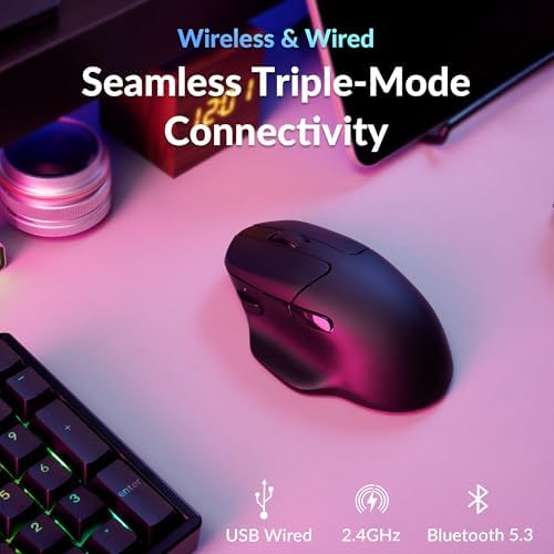 Keychron M7 8K Wireless Mouse, 30K DPI, 2.4 GHz/Bluetooth/Wired, 66g, Black - Image 4