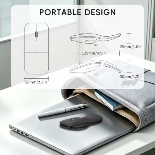 Bluetooth Arc Travel Mouse, BT & USB Wireless Dual Mode Silent Mice - Black - Image 6