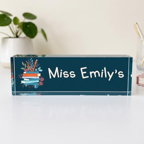 Floral Acrylic Desk Name Plate | Custom Office Sign - Image 2