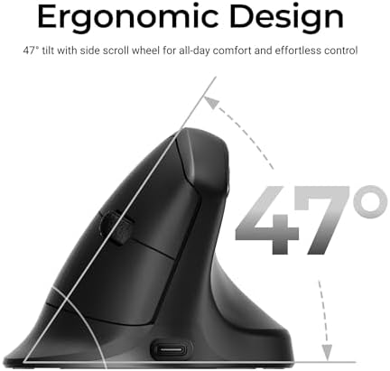 Keychron M5 Wireless Ergonomic Mouse, 8000Hz Tri-Mode 2.4 GHz/Bluetooth 5.1/Wired, PixArt 3950 Sensor, 30000 DPI, Ergonomic Lightweight Programmable Macro Button for Windows PC/Mac - Black - Image 6