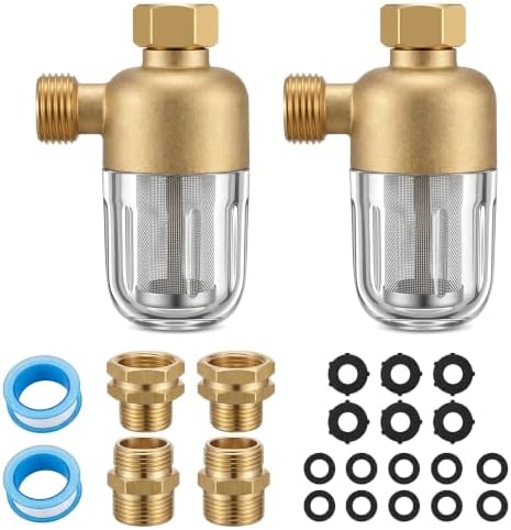 2 Pack Washing Machine Water Filter 50 Micron Brass Inline Filter by Loscarol