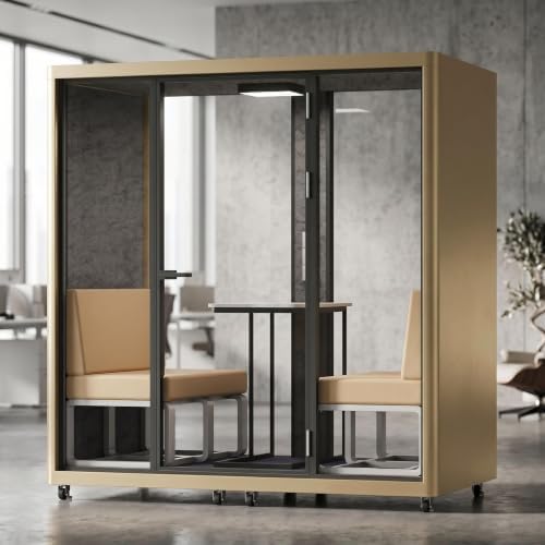 Soundproof Office Pod with 4 Person Gold Frame (Gold) by Unknown