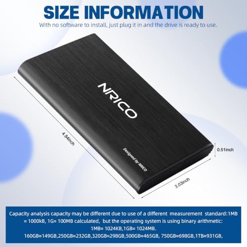 NRICO Ultra Slim 750GB Portable External Hard Drive USB3.0 HDD Storage Compatible for PC, Desktop, Laptop,Mac,PS4, Xbox one (Black, 750, GB) - Image 3