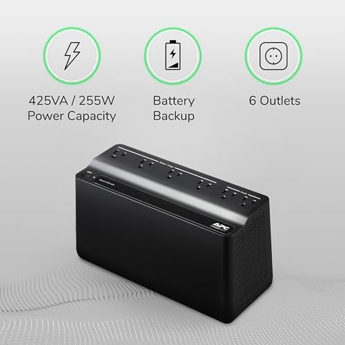 APC BE425M UPS Battery Backup and Surge Protector for Small Electronics - Image 3