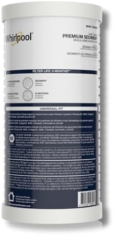 Whirlpool 10" x 4.5" Whole House Large Capacity Sediment Filter WHKF-GD25BB, NSF Certified 25 Micron Filtration, 6-Month Life, Replacement Cartridge Fits Most Home Standard Filter Housings by Unknown