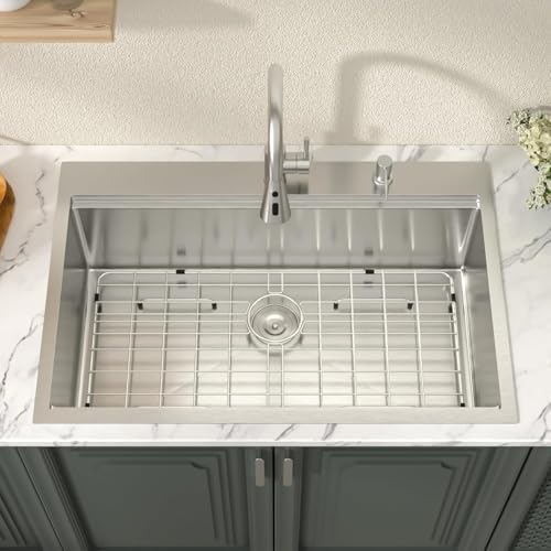 Lordear 33x19x10 Inch Drop In Kitchen Sinks Worktation - Image 2