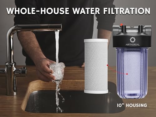 Airthereal Whole House Water Filter Clear Housing, 10" x 4.5" Sediment Carbon Cartridge Universal Housing, Pre-Filtration System for Well and City Water, 3/4" NPT Port, Includes 1-Pack CTO Filter - Image 3