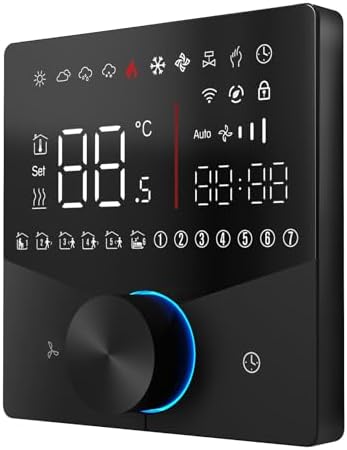WALFRONT Smart Thermostat WiFi Enabled Digital Thermostat Programmable with LED Panel RS485 Interface 2 Color LED Knob 12.4mm Slim Design for Central Air Conditioning Cooling (Black) - Image 3
