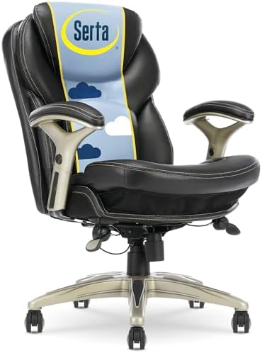 Serta Ergonomic Home Office Chair Pivot Lumbar Support, Leather Desk Chair by Serta