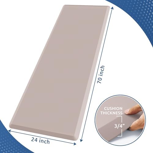 KitchenClouds Kitchen Mat Cushioned Anti Fatigue Rug 24"x70" Water Resistant, Non Slip, Standing and Comfort Desk/Floor Mats for House Sink Office (Khaki) - Image 2