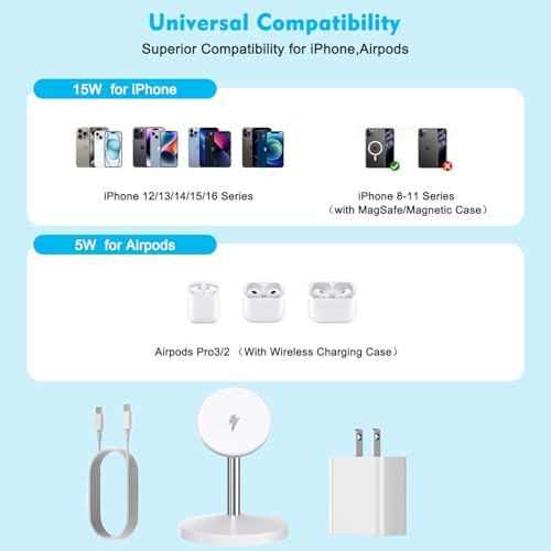 Magnetic Wireless Charger iPhone Charger Stand 2Pack Fast Stand Magnet Pad - Image 7