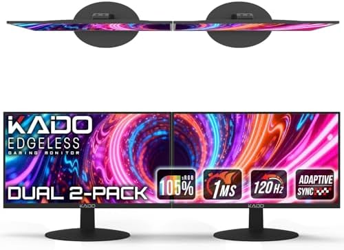 Kado 2-Pack Dual 22" 1920x1080 120Hz 105% sRGB FHD Computer Monitor by Kado