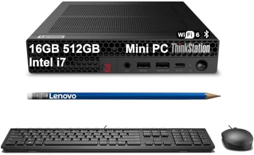 Lenovo ThinkStation P3 Tiny Workstation Desktop (Intel i7-14700 vPro (> Ultra 7 155U), 16GB DDR5, 512GB SSD) Business Mini PC, DisplayPort, Support 8K Display, > ThinkCentre M70q M75q M90q, Win 11 Pro by ISTComputers